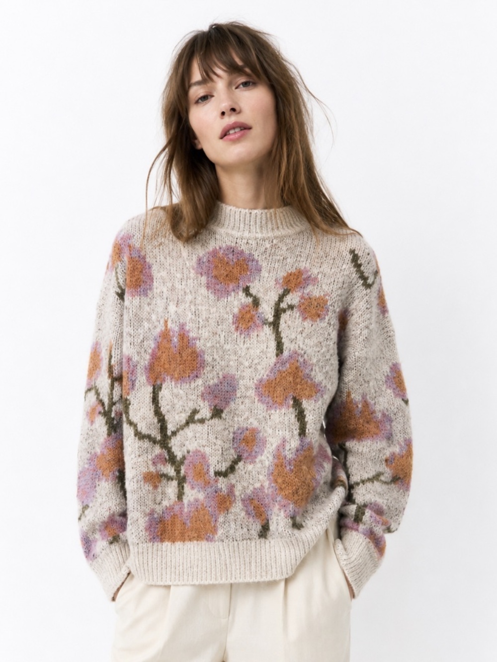 ASOS Object floral tapestry knit sweater size X-Large